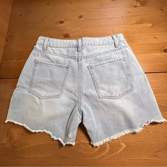 NO BO High Rise Destructed Midi Shorts Blue Size 5 NWT - Picture 2 of 8